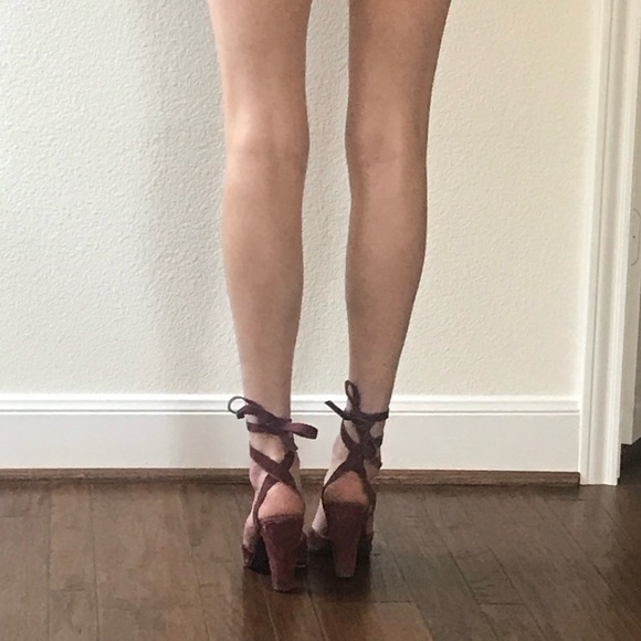 Vintage maroon high heel wrap around sandals size 7.5 - Picture 3 of 4